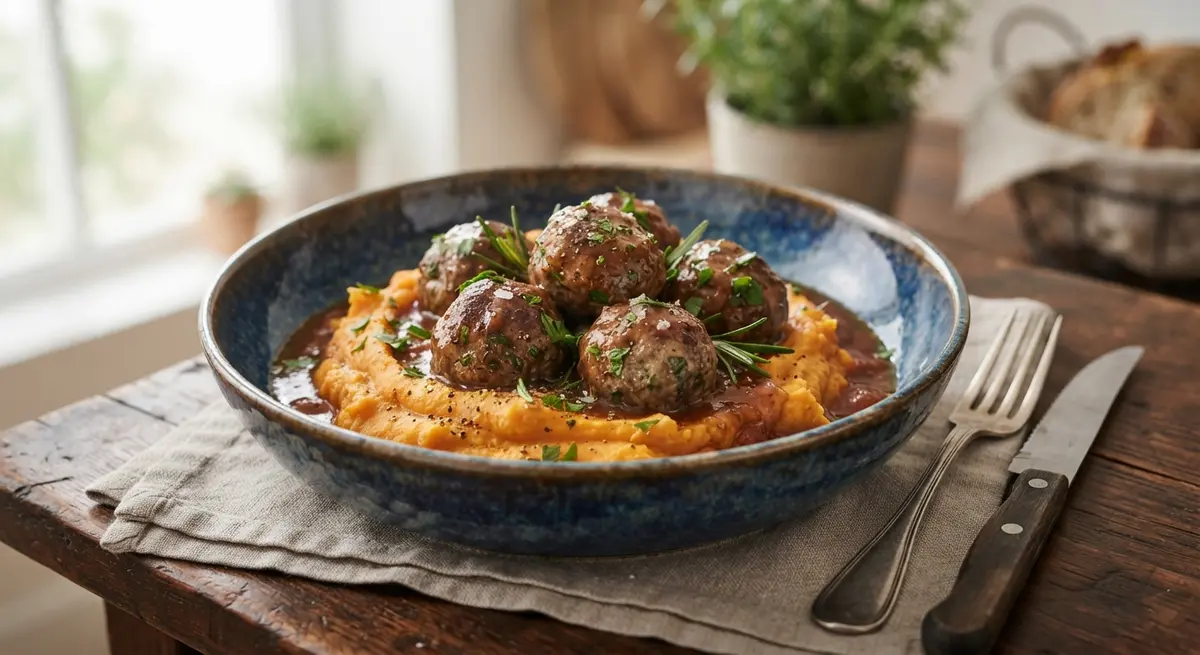Beef Meatballs Sweet Potato Mash